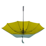 Customized Promotional Non Slip Handle Green and Yellow Double Layer Windproof Strong Straight Golf Umbrella