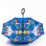 Digital Printed Self Stand Double Layer Reverse Umbrella