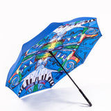 Digital Printed Self Stand Double Layer Reverse Umbrella