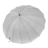 Women Lattice Pattern Fabric Straight Auto Rain Umbrella with Wooden Handle