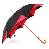 Wooden Shaft Special Shape Black and Red Match Color Straight Umbrella