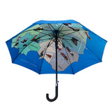 Blue Unbreakable Walking Straight Double Layer City Umbrella, Custom Digital Printed Rain Umbrella Manufacturer