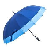 16K Blue All Rustless Reinforced Fiberglass Frame Durable Auto Straight Umbrella with J Handle