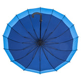 16K Blue All Rustless Reinforced Fiberglass Frame Durable Auto Straight Umbrella with J Handle