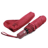 21 Inches 8 Ribs Red Anti Wind Protection Compact Size Custom 3 Folding Auto Open and Closed Travel Umbrella with Logo