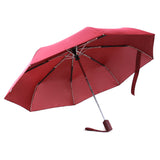 21 Inches 8 Ribs Red Anti Wind Protection Compact Size Custom 3 Folding Auto Open and Closed Travel Umbrella with Logo