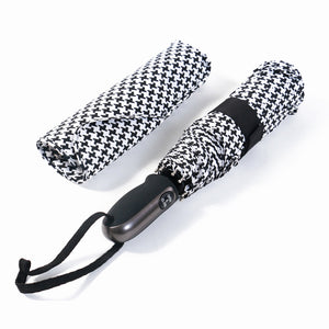 Luxury Fashion Houndstooth Pattern Full Automatic Rainproof Three Folding Umbrella