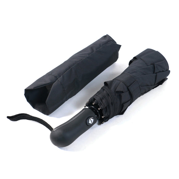 OEM Logo Custom Luxury 9K Black Pongee Automatic Fold Rain Umbrella with Wrist Strap