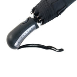 OEM Logo Custom Luxury 9K Black Pongee Automatic Fold Rain Umbrella with Wrist Strap