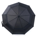 OEM Logo Custom Luxury 9K Black Pongee Automatic Fold Rain Umbrella with Wrist Strap
