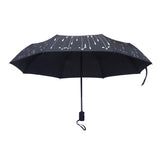 Black Raindrop Pattern Printed Windproof Automatic Open Close Fold Umbrella