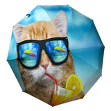 10K Frame Black Glue Coated Inside Digital Printing Outside UV Travel Fold Umbrella