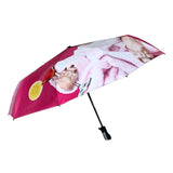 10K Frame Black Glue Coated Inside Digital Printing Outside UV Travel Fold Umbrella
