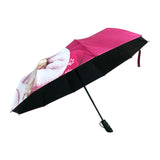 10K Frame Black Glue Coated Inside Digital Printing Outside UV Travel Fold Umbrella