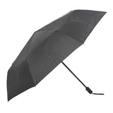 8ribs Black Solid Fabric Wind Resistant Manual Opening Close Triple Folding Umbrella