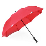 All Fiberglass Rubber Handle Reflective Corner Tips Auto Open Straight Rod Golf Umbrella for Night Rain