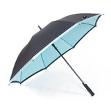 Good Quality Black Blue Reflective Band Windproof Automatic Golf Umbrella with Anti Grip Handle