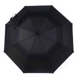 Black Auto Open Pinchless Mechanism Twin Vented Layer Golf Umbrella with Wheel Shape Handle