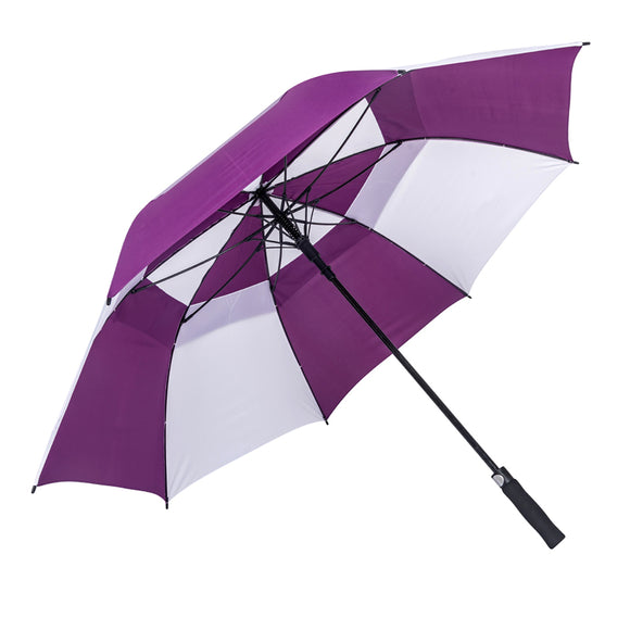 High Quality Custom Logo Purple White Double Canopy Vent Wind Protection Automatic Golf Umbrella
