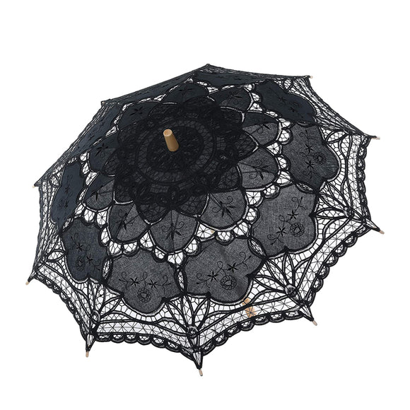 Black Vintage Floral Decoration Handmade Wedding Umbrella for Bride Groom