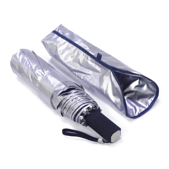 Titanium Silver Uvproof Block Heat Travel Compact Manual Open Close 3-folding Sun Umbrella