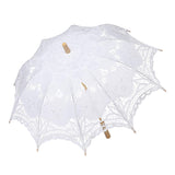 White Ladies Craft Lace Cotton Embroidered Wedding Parasol Umbrella