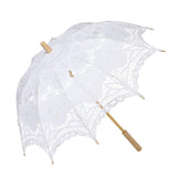 White Ladies Craft Lace Cotton Embroidered Wedding Parasol Umbrella