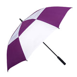 High Quality Custom Logo Purple White Double Canopy Vent Wind Protection Automatic Golf Umbrella