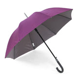 High Quality Windproof Staight Black Red Double Layer Stick Rain Umbrella with Curved Handle