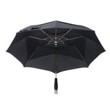 Black Premium 23 inch 2 Fold Double Canopy Diamond Vent Strong Wind Resistant Umbrella