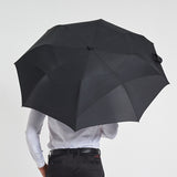 Black Premium 23 inch 2 Fold Double Canopy Diamond Vent Strong Wind Resistant Umbrella