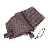 Promotional Cheap Easily Carry Portable Brown Lattice Pattern 3 Fold Rain Umbrella