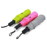 Bright Yellow Color Matte Plastic Handle Travel Compact Windproof Three-folding Umbrella