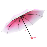 Pink and White Gradient Change Color Manual Beautiful Folded Umbrella for Ladies Girls