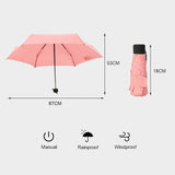 Pink Pocket Small Mini Manual Five Folding Rain Umbrella