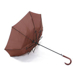 Brown Color Strong Wind Metal Frame Smooth Hardwood Stick Auto Open Straight Umbrella