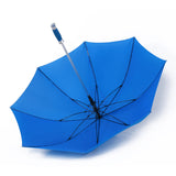 Blue Windproof Light Aluminium Shaft Rubber Straight Handle Umbrella