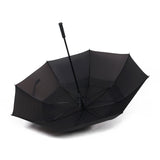 Black Auto Open Pinchless Mechanism Twin Vented Layer Golf Umbrella with Wheel Shape Handle