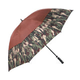 High Quality Custom Logo Digital Camouflage Printed Windproof Rubber Handle Manual Double Vent Straight Golf Umbrella Manufacturers