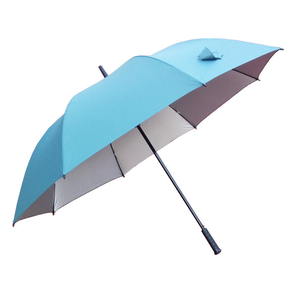 Light Blue Auto Open Rustless Fiberglass Silver coating Anti UV Sun Golf Umbrella